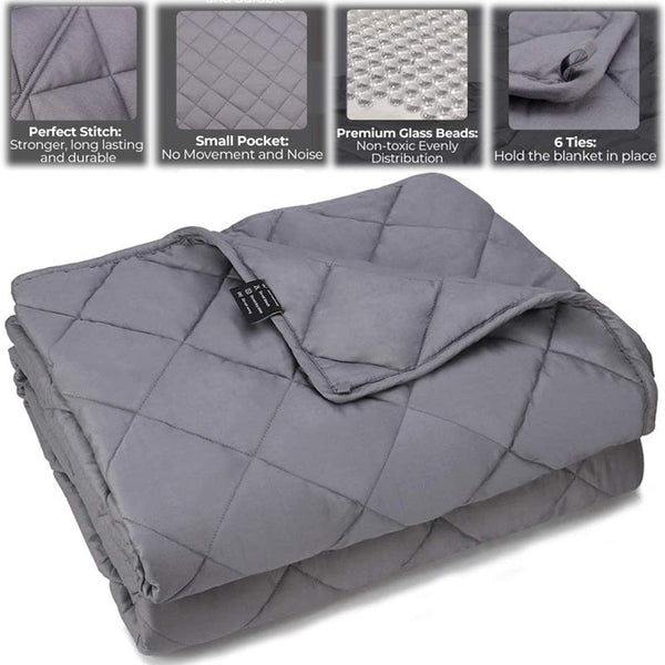 Weighted Blanket Twin Size with Premium Glass Beads, for 110-180 lbs Individuals