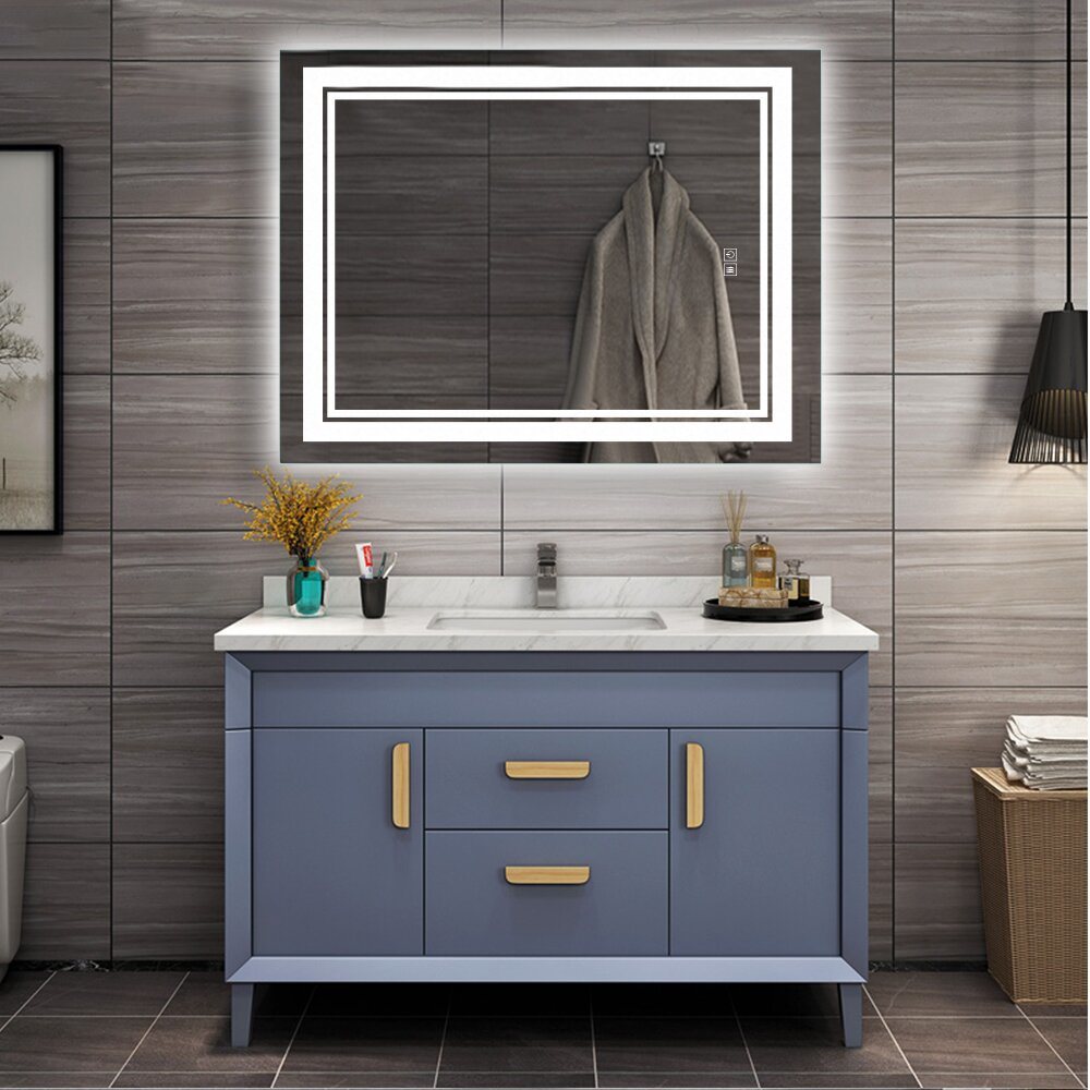 Modern & Contemporary Frameless Lighted Bathroom Mirror