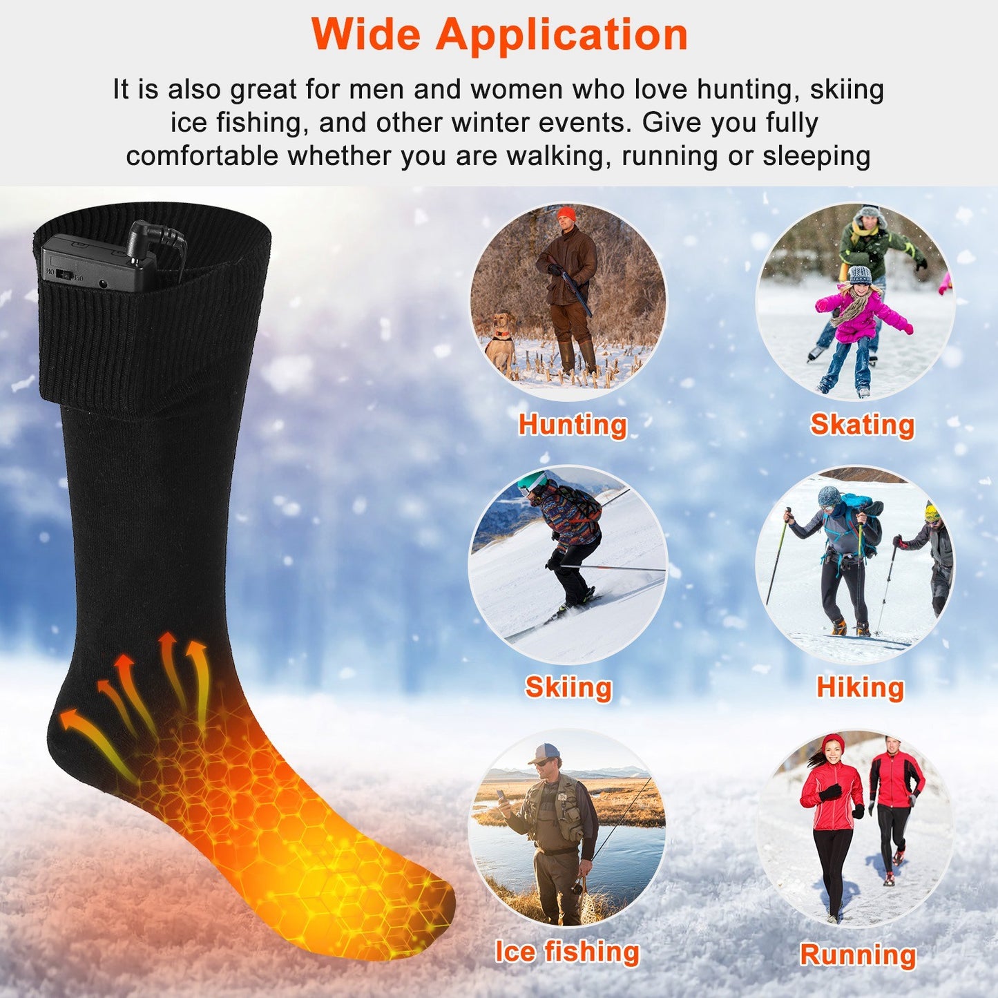 Unisex Electric Heated Socks with Rechargeable Battery