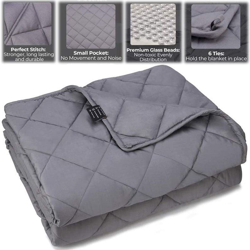 Weighted Blanket Twin Size with Premium Glass Beads, for 110-180 lbs Individuals