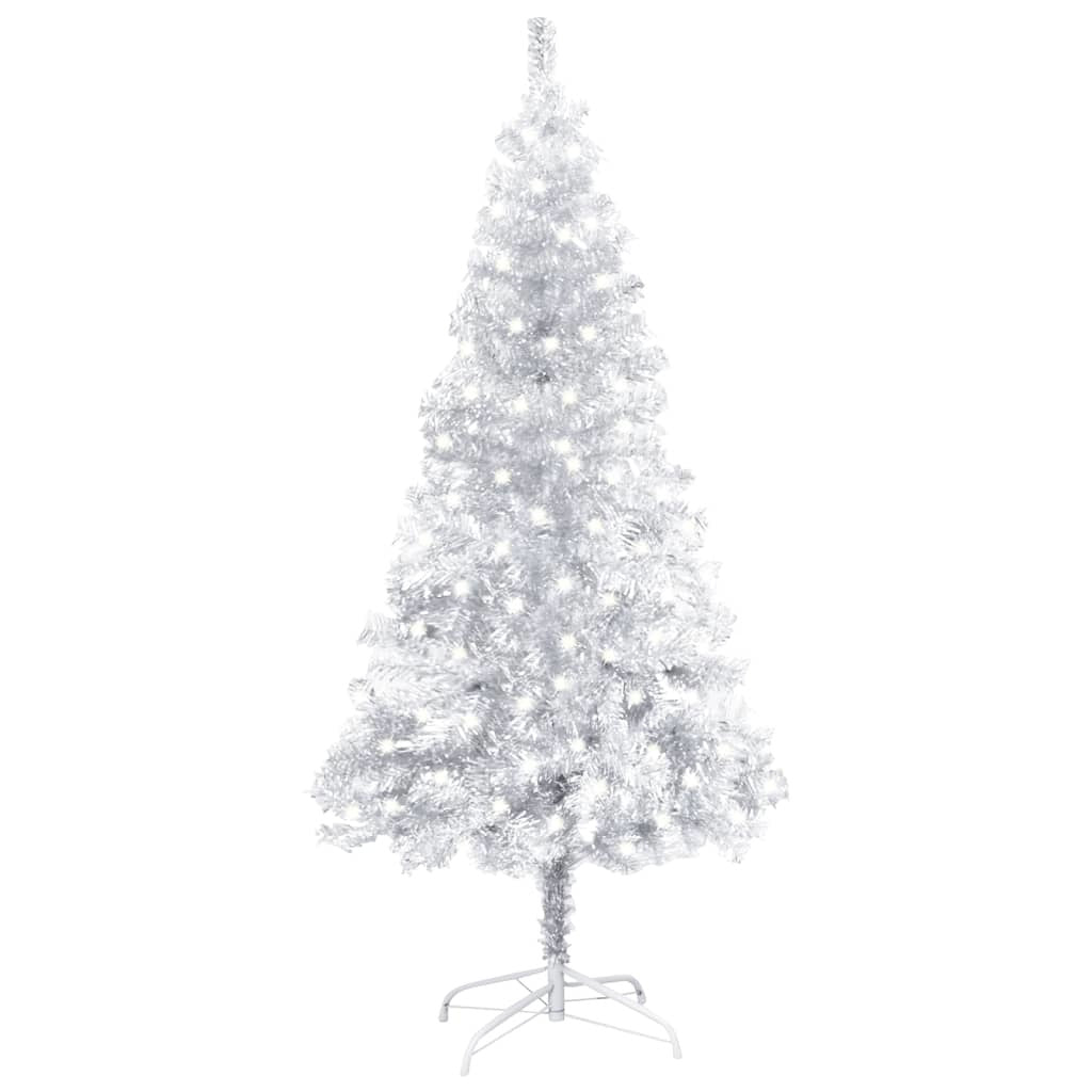 Artificial Christmas Tree with LEDs&Stand Silver 47.2"