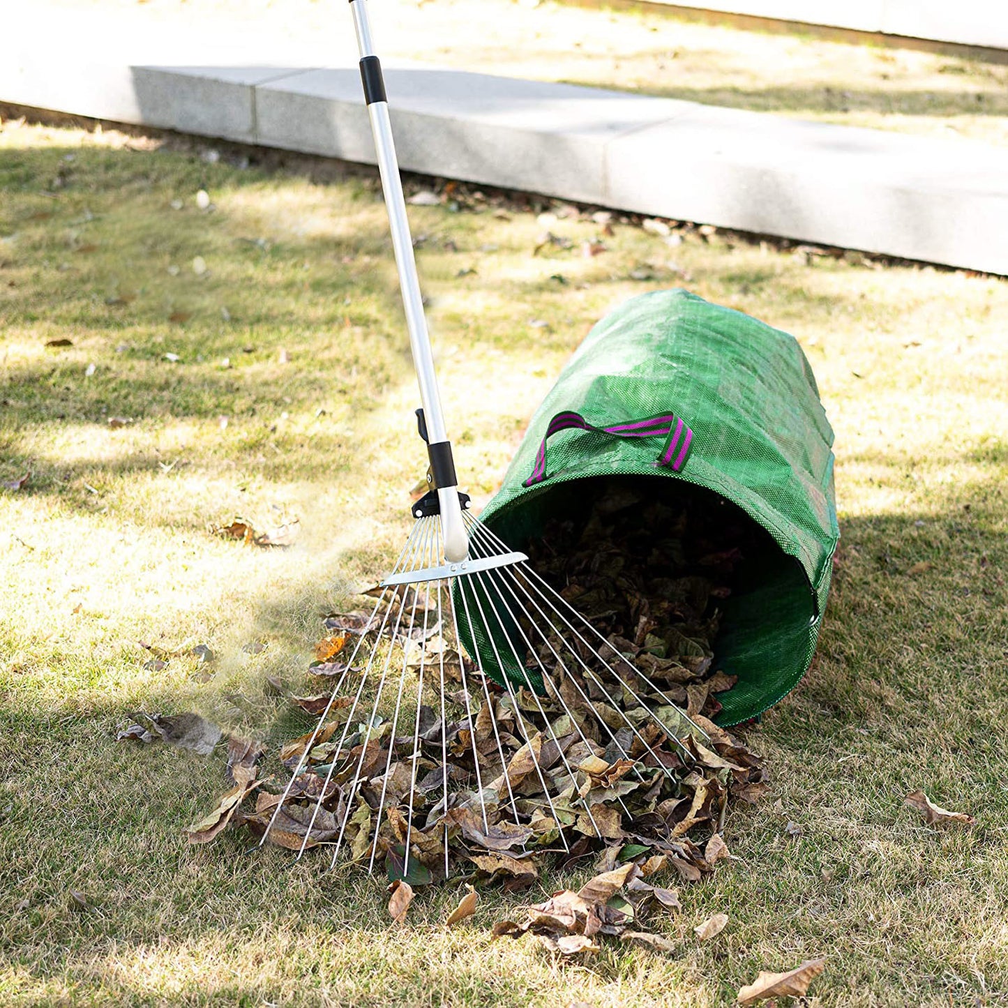 Expanding Stainless Steel Rake For Quick Clean Lawn Yard Garden
