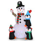 6ft Snowman 3 Penguins, Rotating Light, Inflatable Decoration