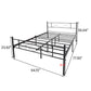 Queen Size Black Metal Bed Frame Mattress Foundation with Vintage Headboard and Footboard