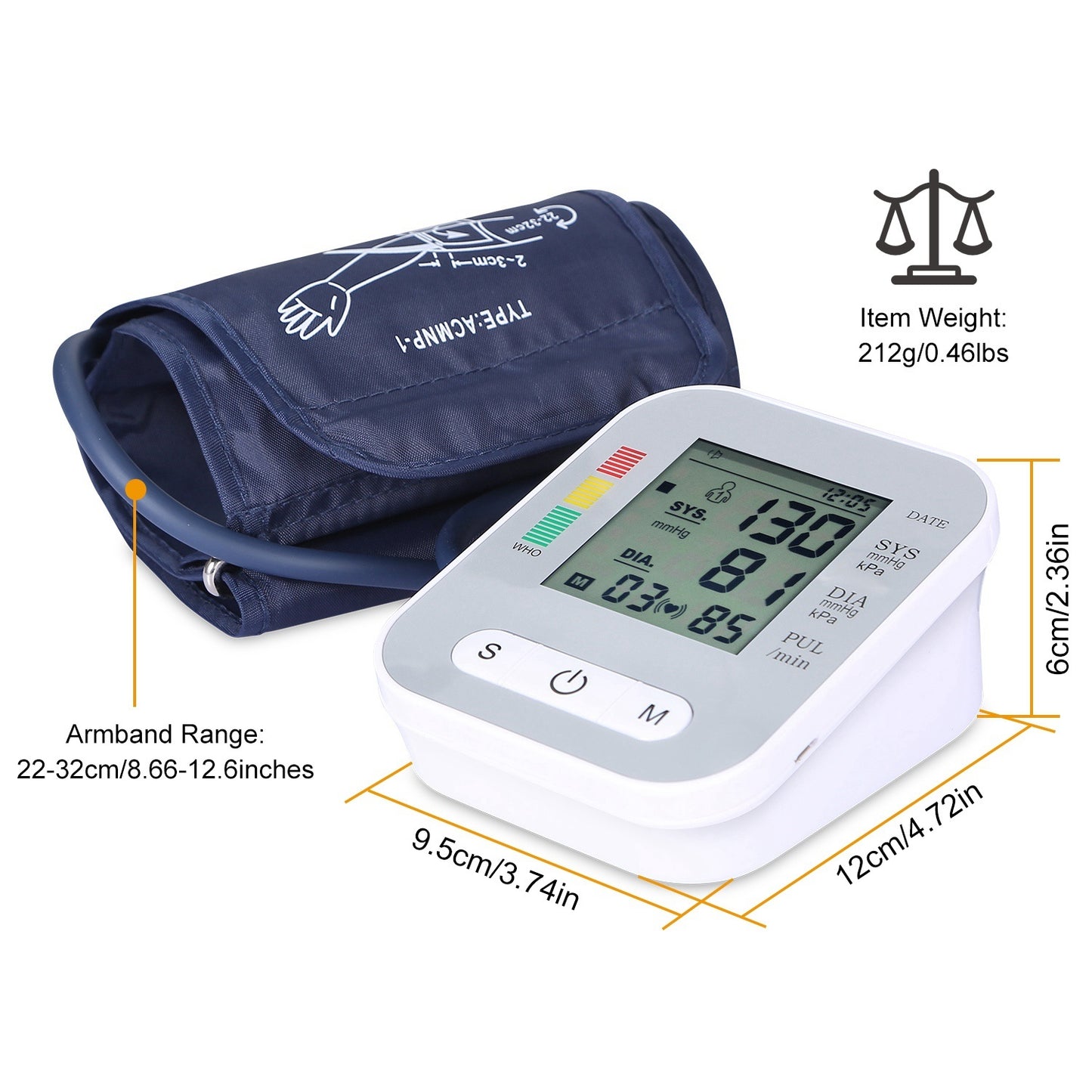 Digital Arm Blood Pressure Monitor LCD Digital Heart Beat BP Gauge Health Test w/Voice