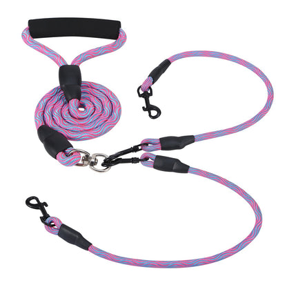 Double Dogs Leash No-Tangle Dogs Lead- Reflective Dogs Walking Leash w/ Swivel Coupler Padded Handle