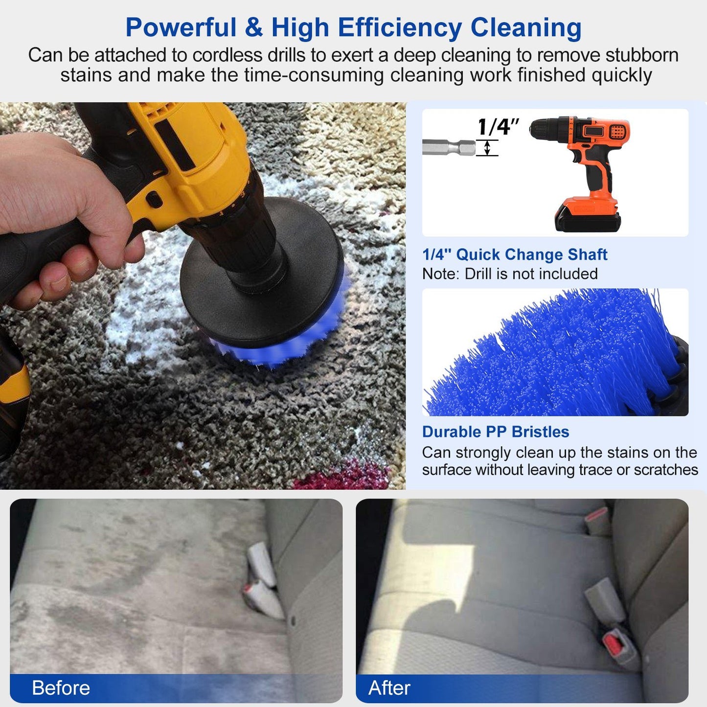 3Pcs/Set Drill Brush Power Scrubber Cleaning Brush