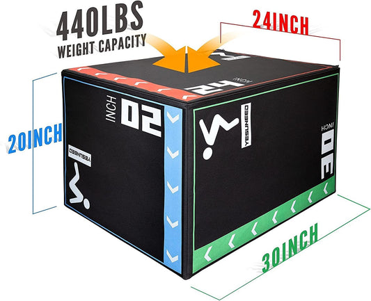 3-in-1 Artificial leather Jump Box for Crossfit Workout 20x24x30in