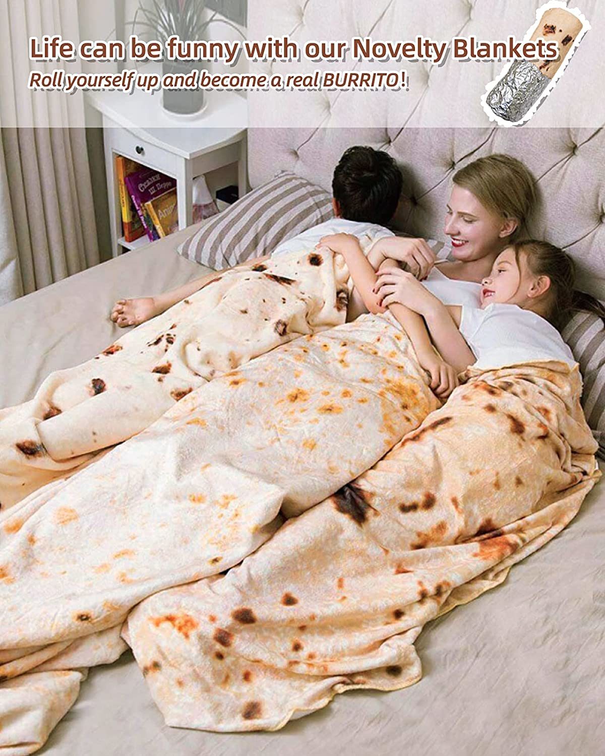 Burrito Tortilla Blankets  71 inches Soft and Fuzzy Throw Blanket