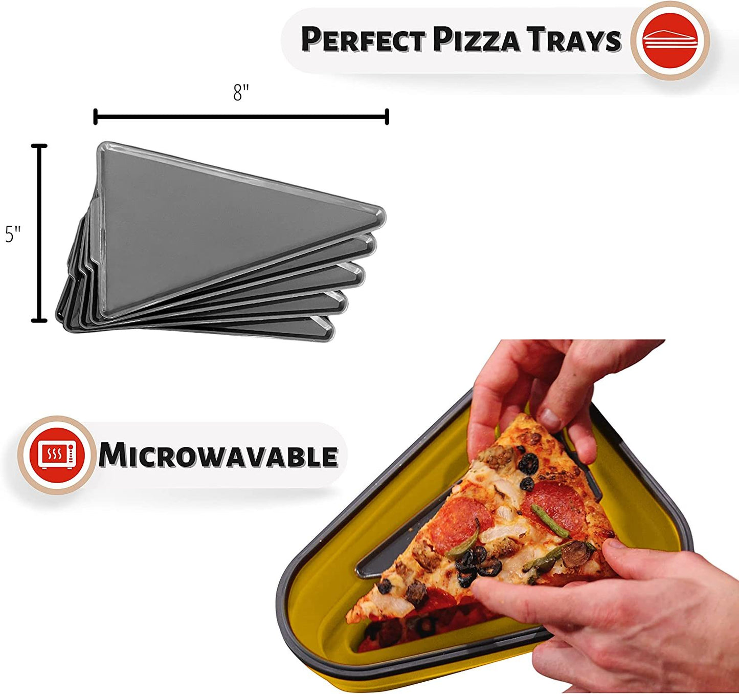 Reusable Pizza Storage Container with 5 Microwavable Serving Trays