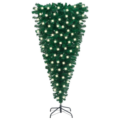 Upside-down Artificial Christmas Tree with LEDs Green 59.1"