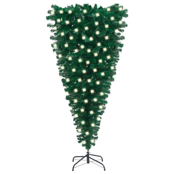 Upside-down Artificial Christmas Tree with LEDs Green 59.1