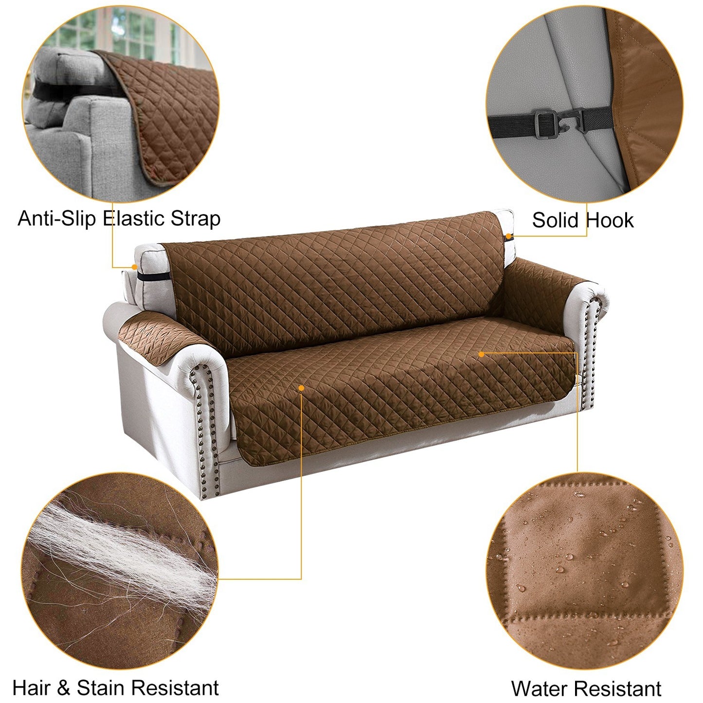 2-Seat Reversible Sofa Cover with Furniture Protector Shield and Water-Resistant