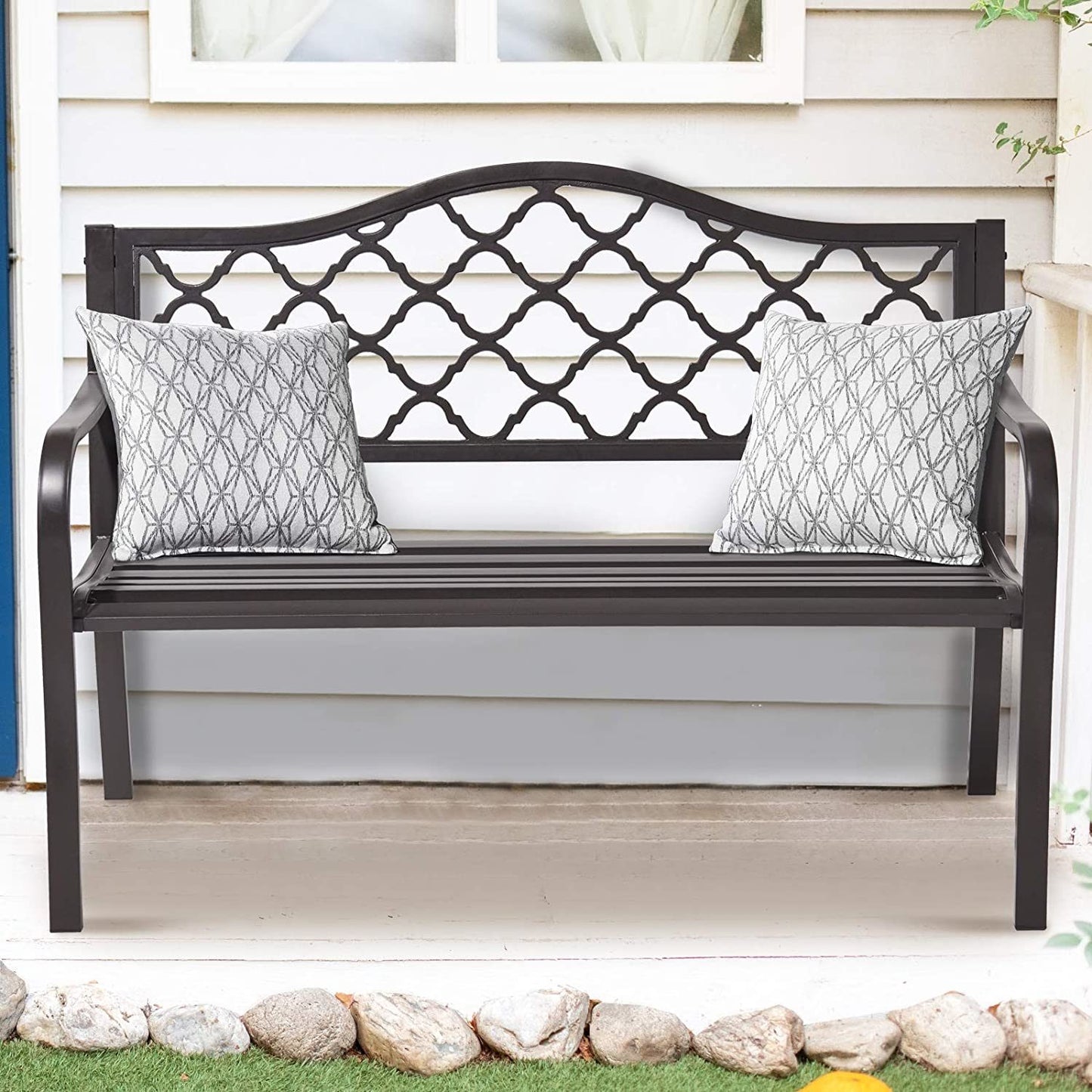 50" Outdoor Cast Iron 2-Person Metal Bench