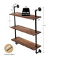 Industrial Wall Mounted Iron Floating Pipe Shelves Racks Storage / Bookcases