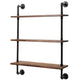 Industrial Wall Mounted Iron Floating Pipe Shelves Racks Storage / Bookcases